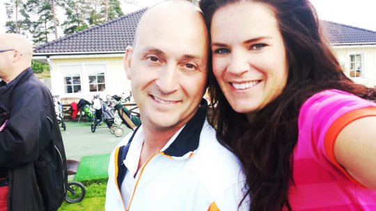 Christos Masters 2013 - Stefano Catenacci golfar med Anna Benson